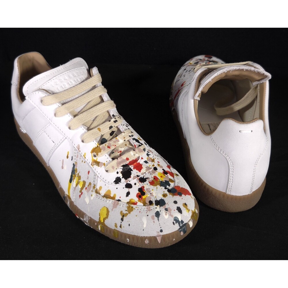 Maison Margiela Replica Sneakers US 7 EU 37 Womens White Paint Splatter $750